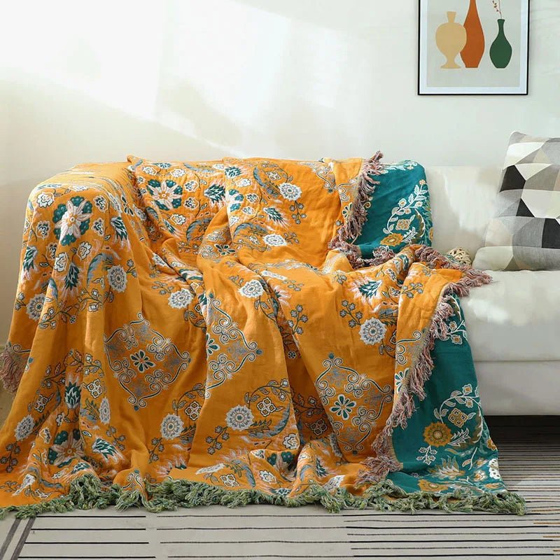 Tyylikäs boho-jacquard-ruudullinen pehmeästä puuvillasta - täydellinen kodikkaisiin tunnelmiin