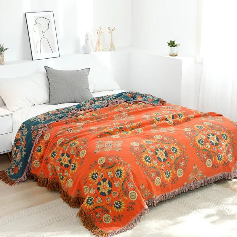 Tyylikäs boho-jacquard-ruudullinen pehmeästä puuvillasta - täydellinen kodikkaisiin tunnelmiin