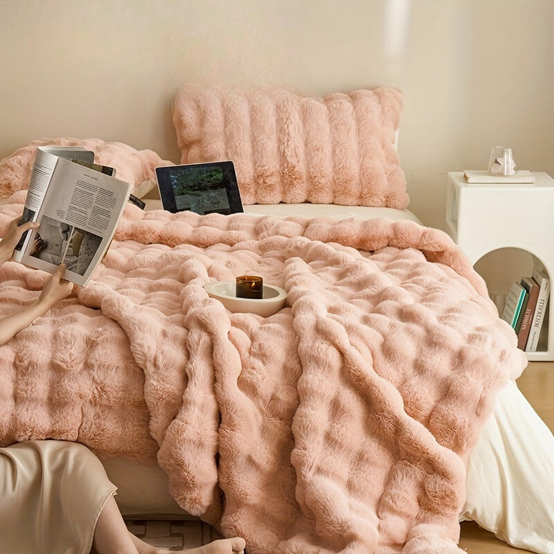 Ylelliset pehmeät beige fleece-peitot - lämpimät paksut pehmeät olohuoneen ja makuuhuoneen torkkupeitot