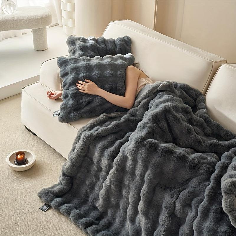 Ylelliset pehmeät beige fleece-peitot - lämpimät paksut pehmeät olohuoneen ja makuuhuoneen torkkupeitot