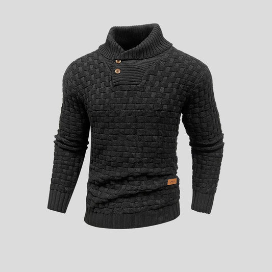 Stylish men's pullover with a button placket and half collar