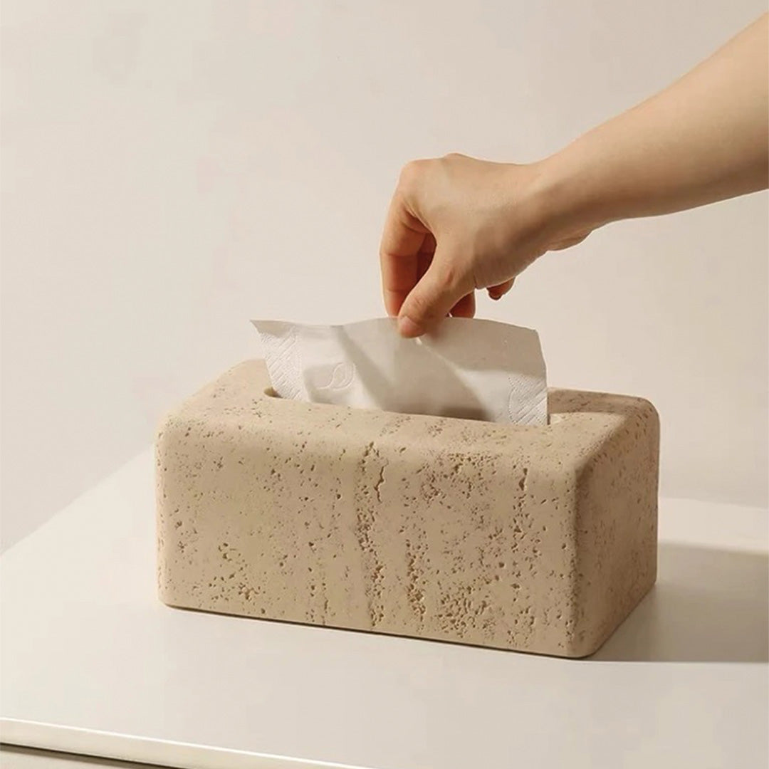 Nenäliinelaatikko luonnollisesta travertiinista