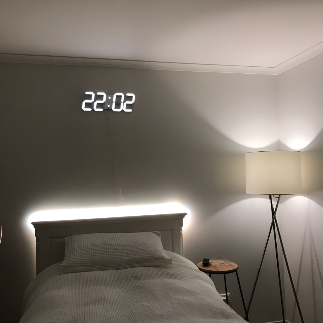 Nyvox - Moderni 3D LED digitaalinen seinäkello tyylikkäällä muotoilulla ja kirkkaalla ajanäytöllä