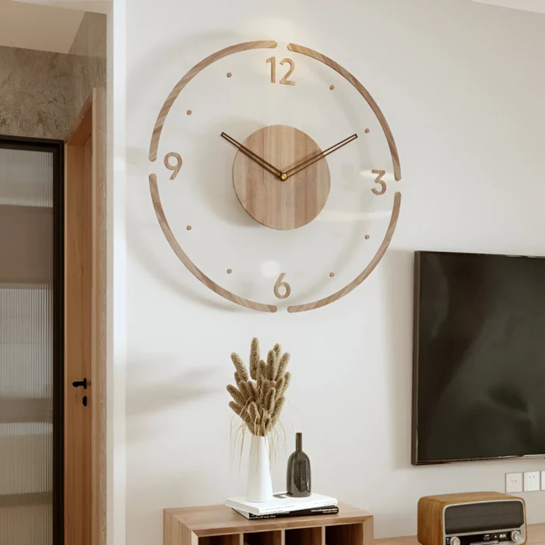 Nock - Tyylikäs moderni 30 cm seinäkello akryylistä ja puusta eleganttiin olohuoneeseen