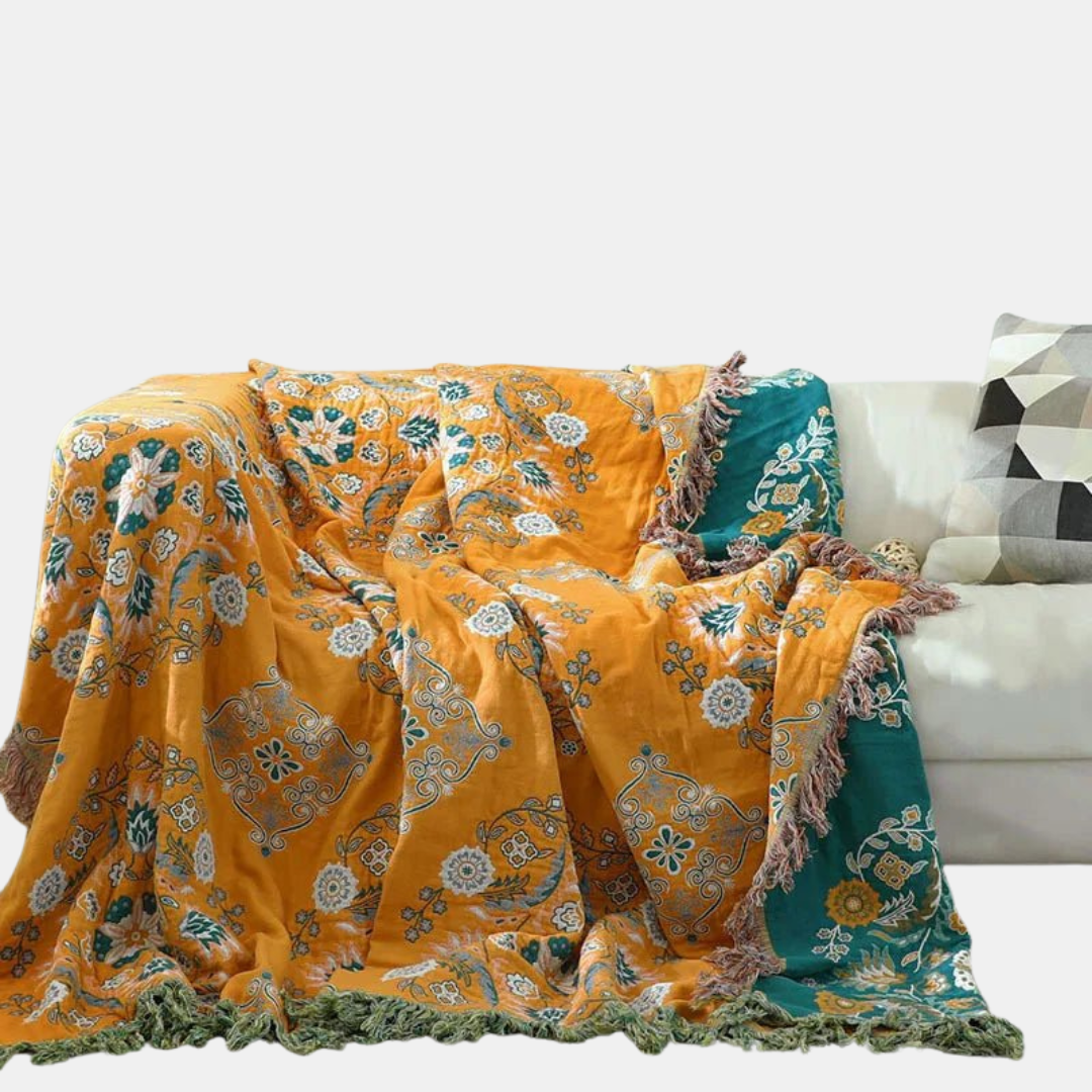 Tyylikäs boho-jacquard-ruudullinen pehmeästä puuvillasta - täydellinen kodikkaisiin tunnelmiin