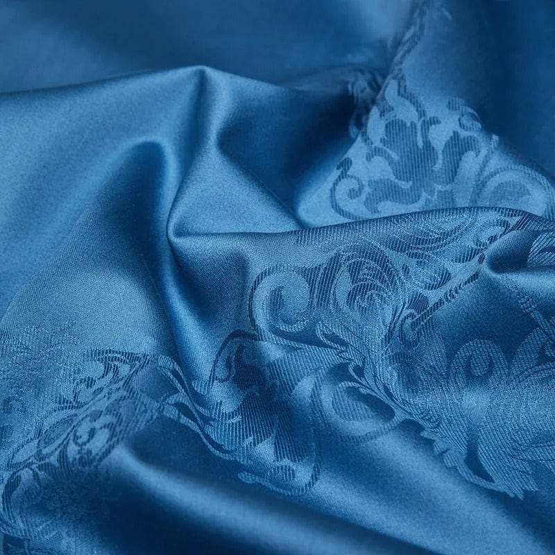 Ylellinen sininen egyptiläinen puuvillainen päiväpeitteen päällinen setti – 200x230 cm kahdella elegantilla tyynyliinalla