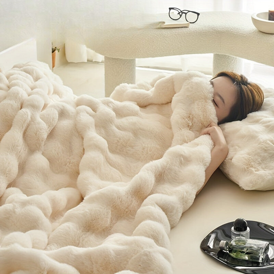 Ylelliset pehmeät beige fleece-peitot - lämpimät paksut pehmeät olohuoneen ja makuuhuoneen torkkupeitot
