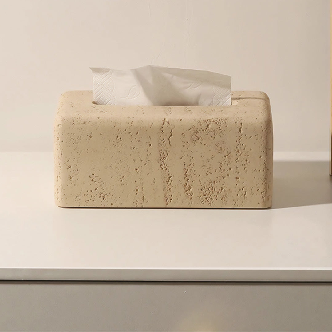 Nenäliinelaatikko luonnollisesta travertiinista