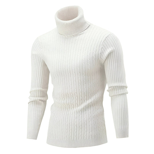 Henrik - Elegant cable-knit turtleneck sweater made of high-quality wool