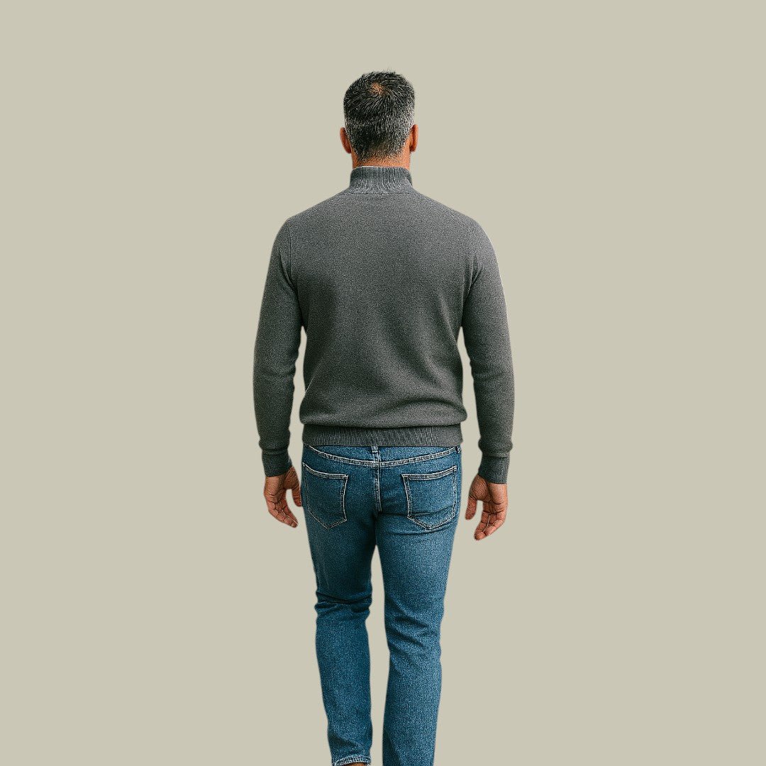 Malte - Elegant classic polo sweater with practical zipper