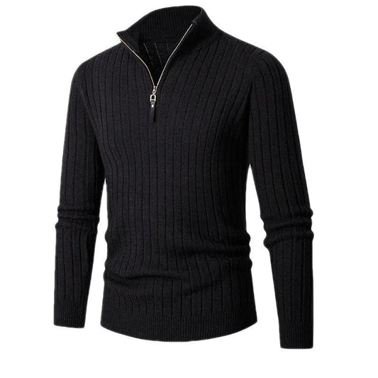 Rafael – Elegant half-zip knitted sweater with standing collar for stylish comfort